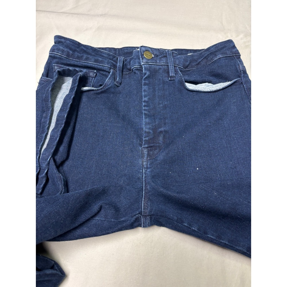 FRAME Le One Flare Jeans Dark Wash High Rise Stretch Denim Womens Size 28X32 - Picture 2 of 11